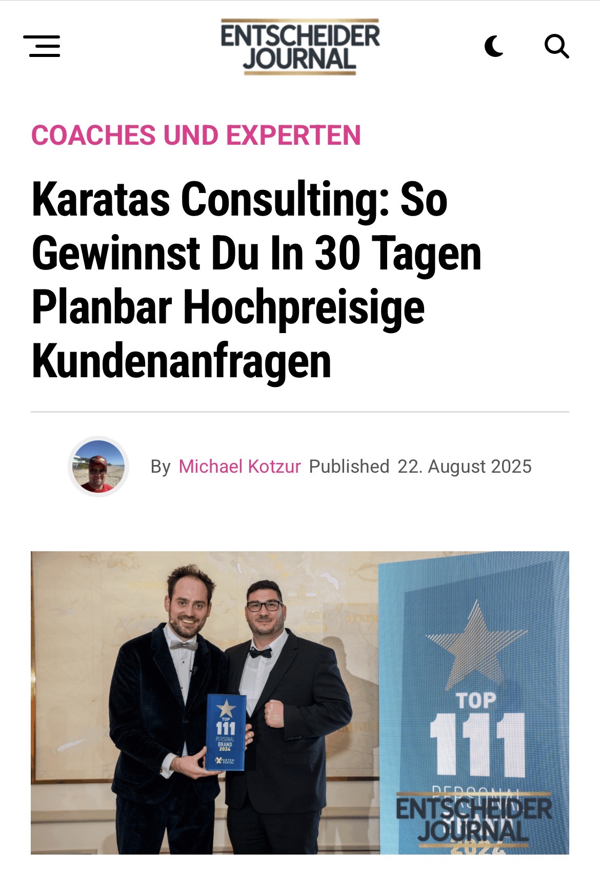 Medienbericht über Karatas Consulting